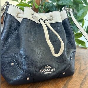 Coach navy + cream baby mickie bucket crossbody bag